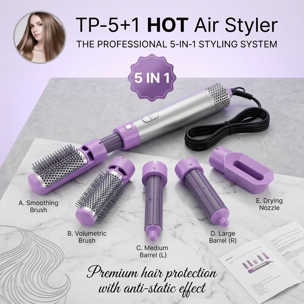5-in-1 Professional Hot Air Styler | مصفف شعر احترافي 5 بـ 1